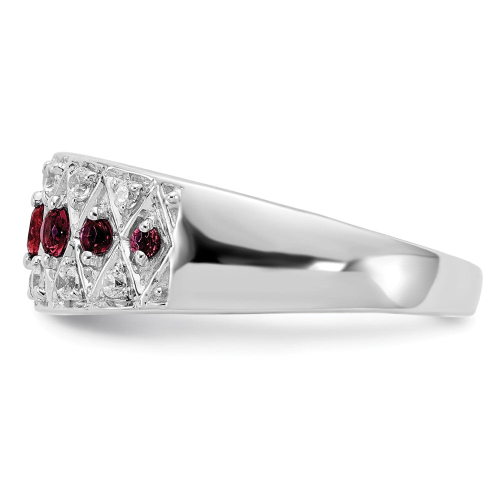 14K White Gold Lab Grown VS/SI FGH Dia and Created Ruby Fancy Ring