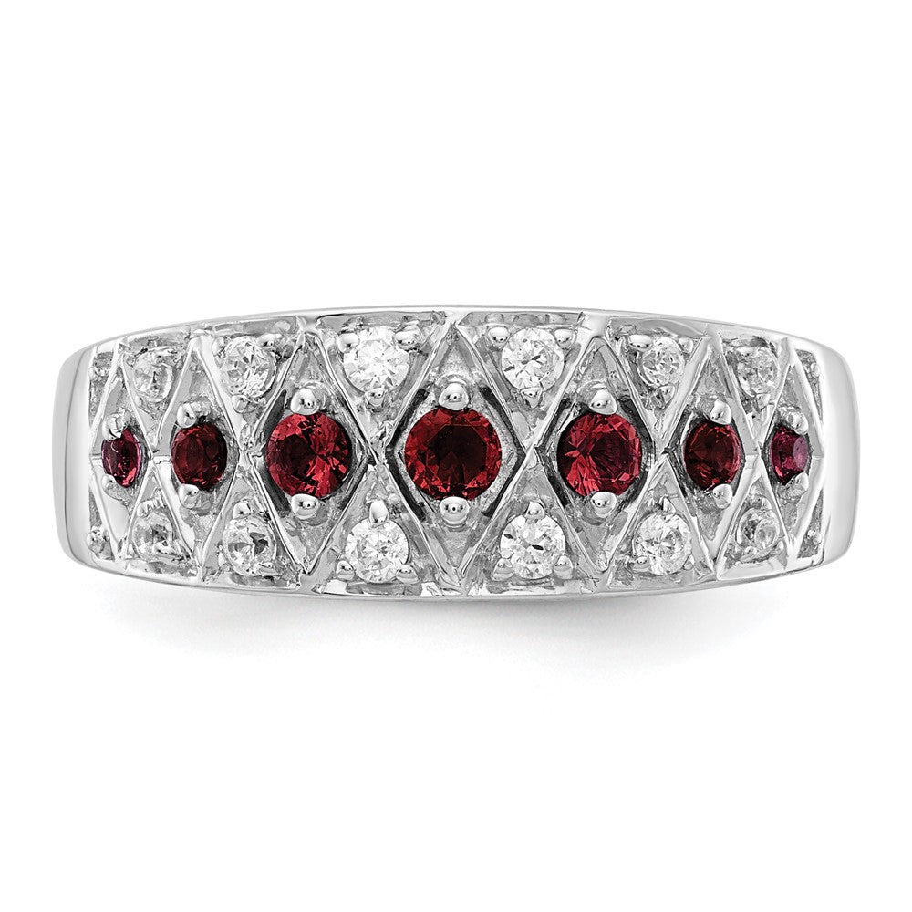 14K White Gold Lab Grown VS/SI FGH Dia and Created Ruby Fancy Ring