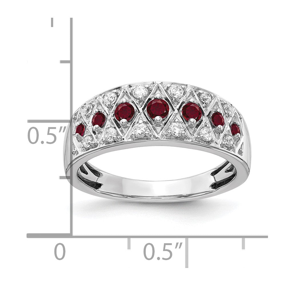 14K White Gold Lab Grown VS/SI FGH Dia and Created Ruby Fancy Ring