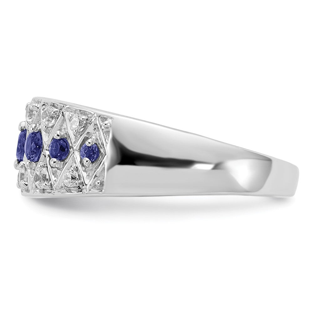 14K White Gold Lab Grown VS/SI FGH Dia and Cr Sapphire Fancy Ring