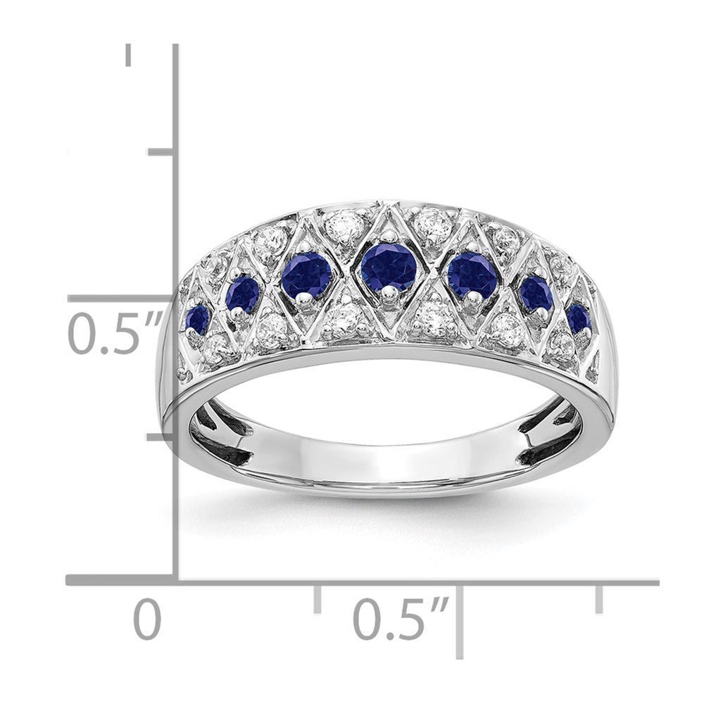 14K White Gold Lab Grown VS/SI FGH Dia and Cr Sapphire Fancy Ring