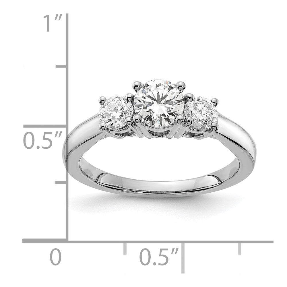 14K White Gold Lab Grown Diamond VS/SI FGH 3-Stone Semi-mount Eng Ri