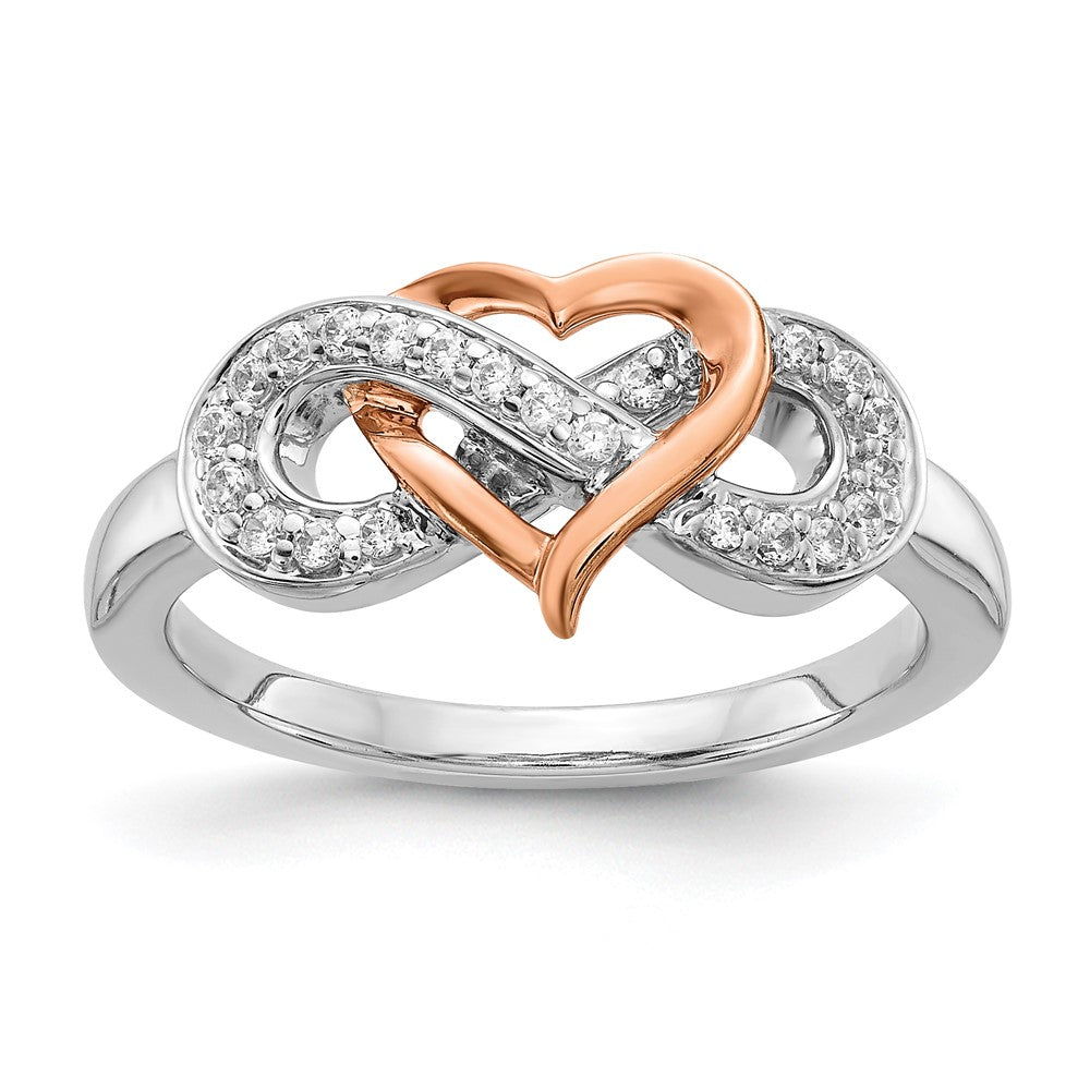 14K Two-Tone Lab Grown VS/SI FGH Dia Heart Infinity Symbol Ring