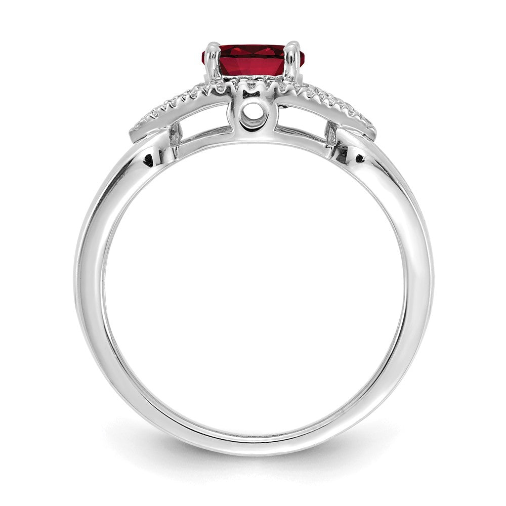 14K White Gold Lab Grown VS/SI FGH Dia and Created Ruby Ring