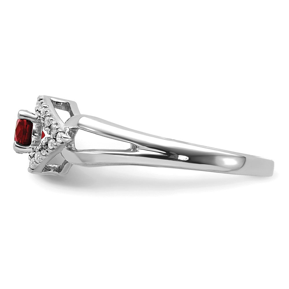 14K White Gold Lab Grown VS/SI FGH Dia and Created Ruby Ring