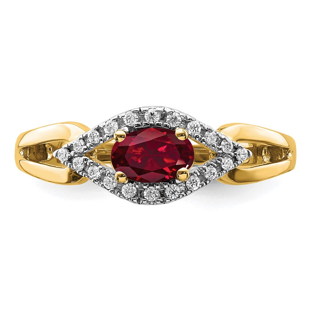 14K Lab Grown VS/SI FGH Dia and Created Ruby Ring