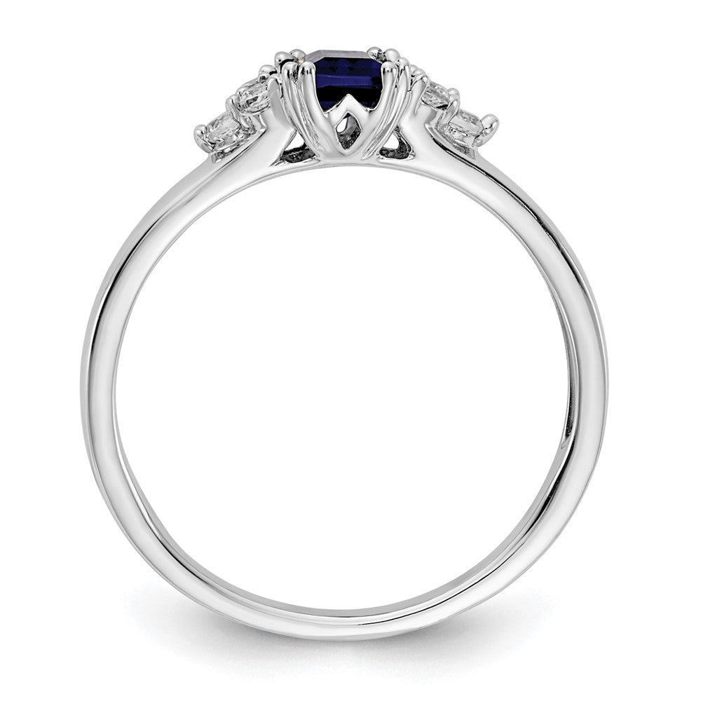 14K White Gold Lab Grown VS/SI FGH Dia and Created Sapphire Ring