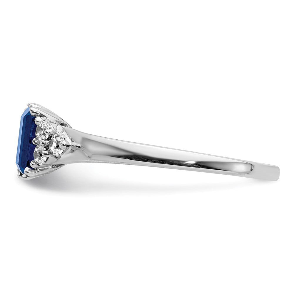 14K White Gold Lab Grown VS/SI FGH Dia and Created Sapphire Ring