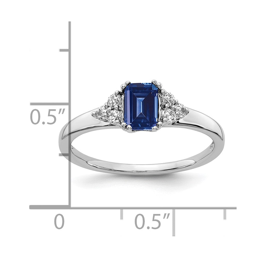 14K White Gold Lab Grown VS/SI FGH Dia and Created Sapphire Ring