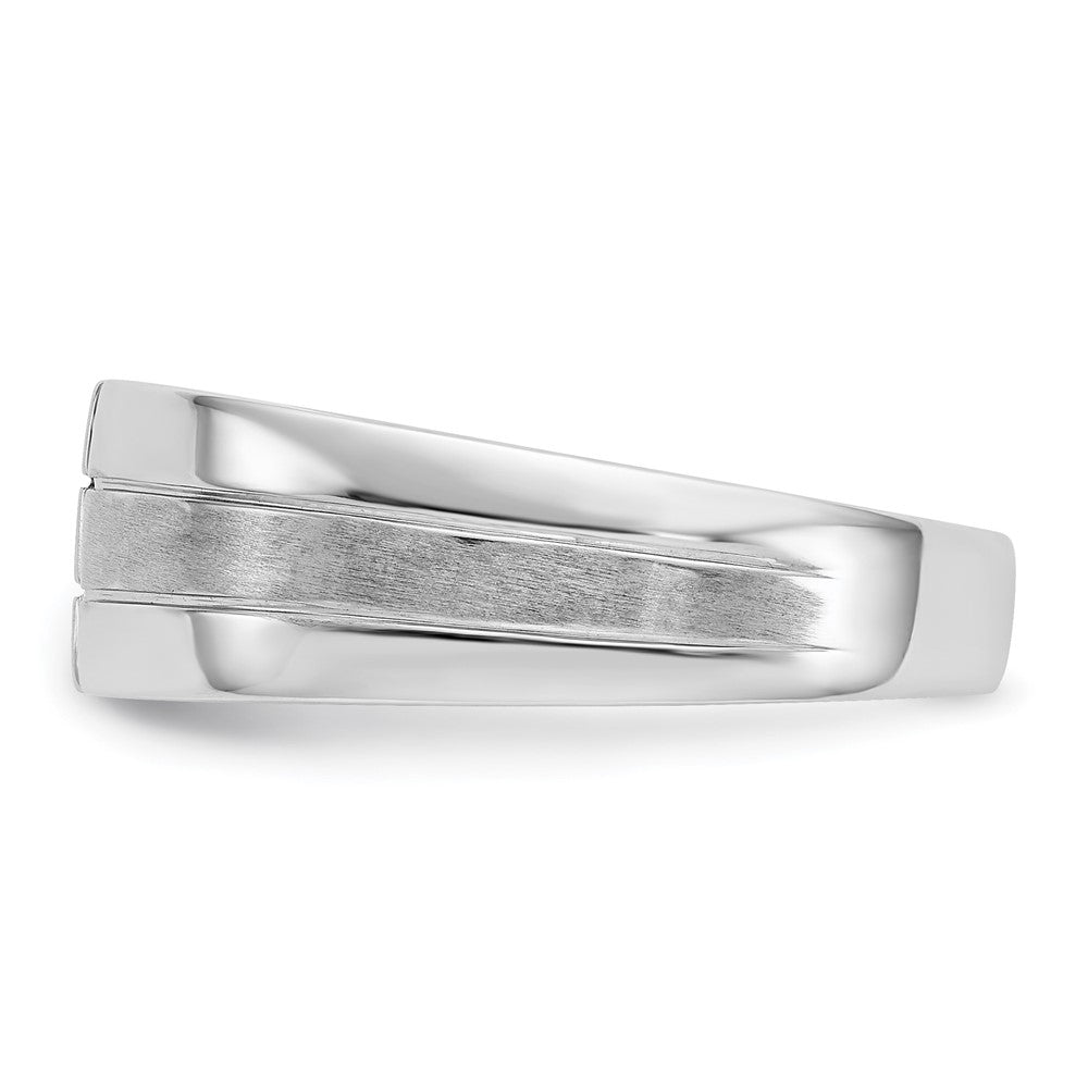 14k White Gold Lab Grown VS/SI FGH Dia Polished and Satin Men's Ring