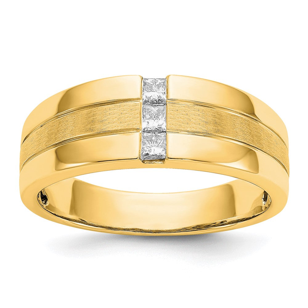 14K Lab Grown VS/SI FGH Dia Polished and Satin Men's Ring