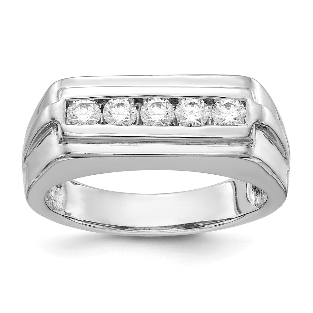 14K White Gold Lab Grown VS/SI FGH Dia 5-stone Men's Ring