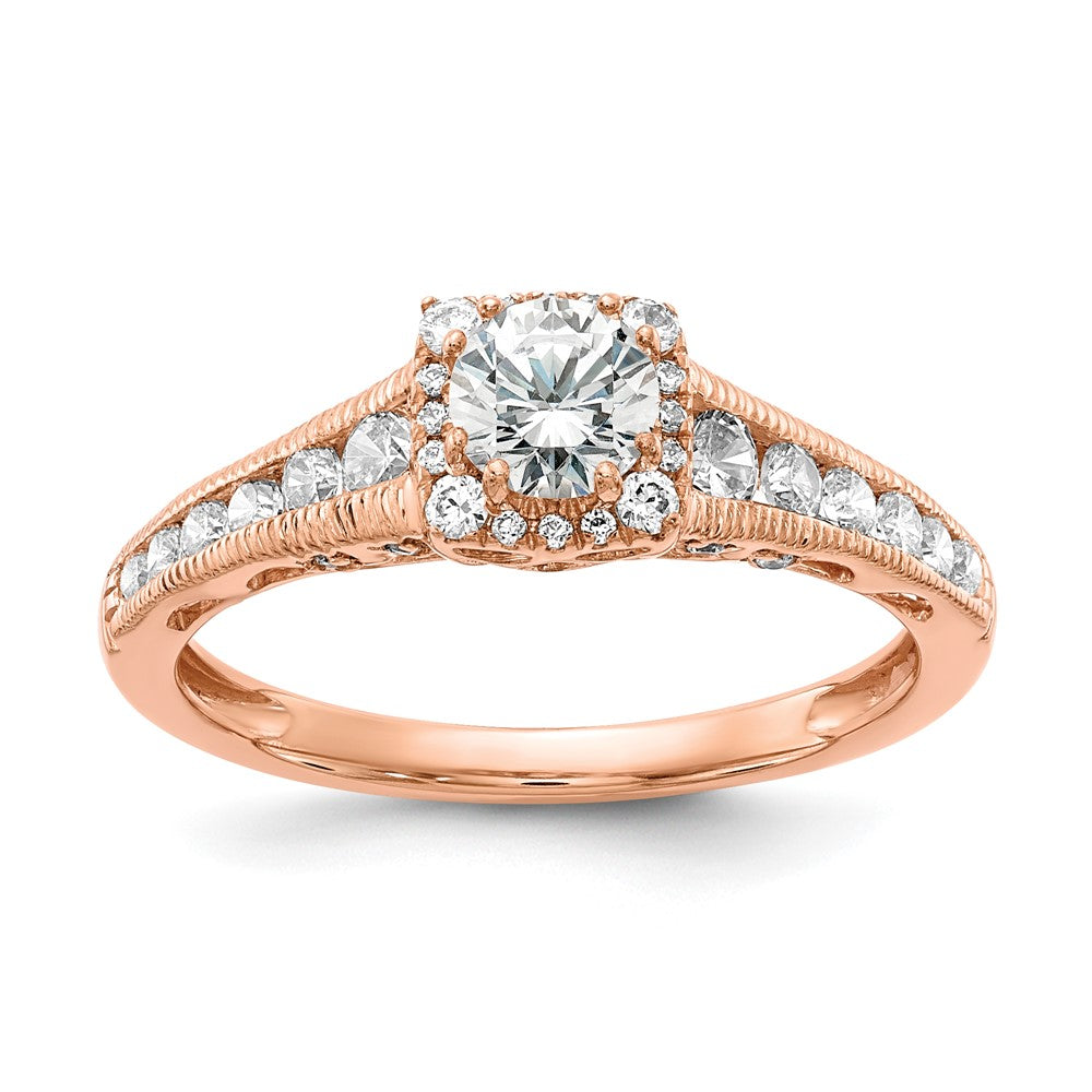 10K Rose Gold Lab Grown Diamond VS/SI FGH Fancy Halo Complete Eng Ri