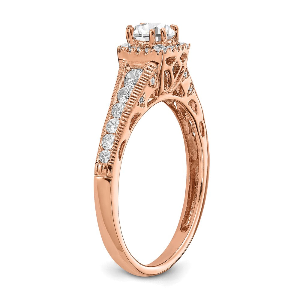 14K Rose Gold Lab Grown Diamond VS/SI FGH Fancy Halo Complete Eng Ri