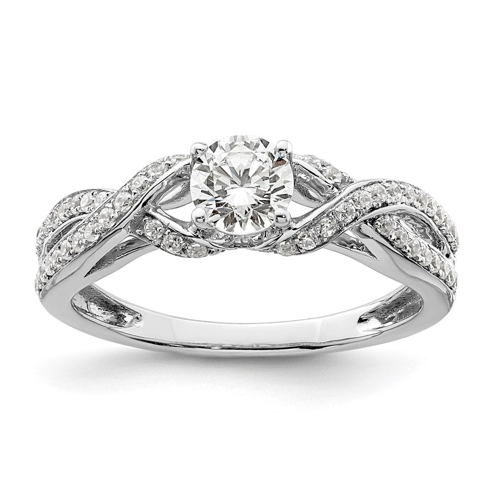 10K White Gold Lab Grown Diamond SI1/SI2, G H I, Twist Design Complete Engagement Ring