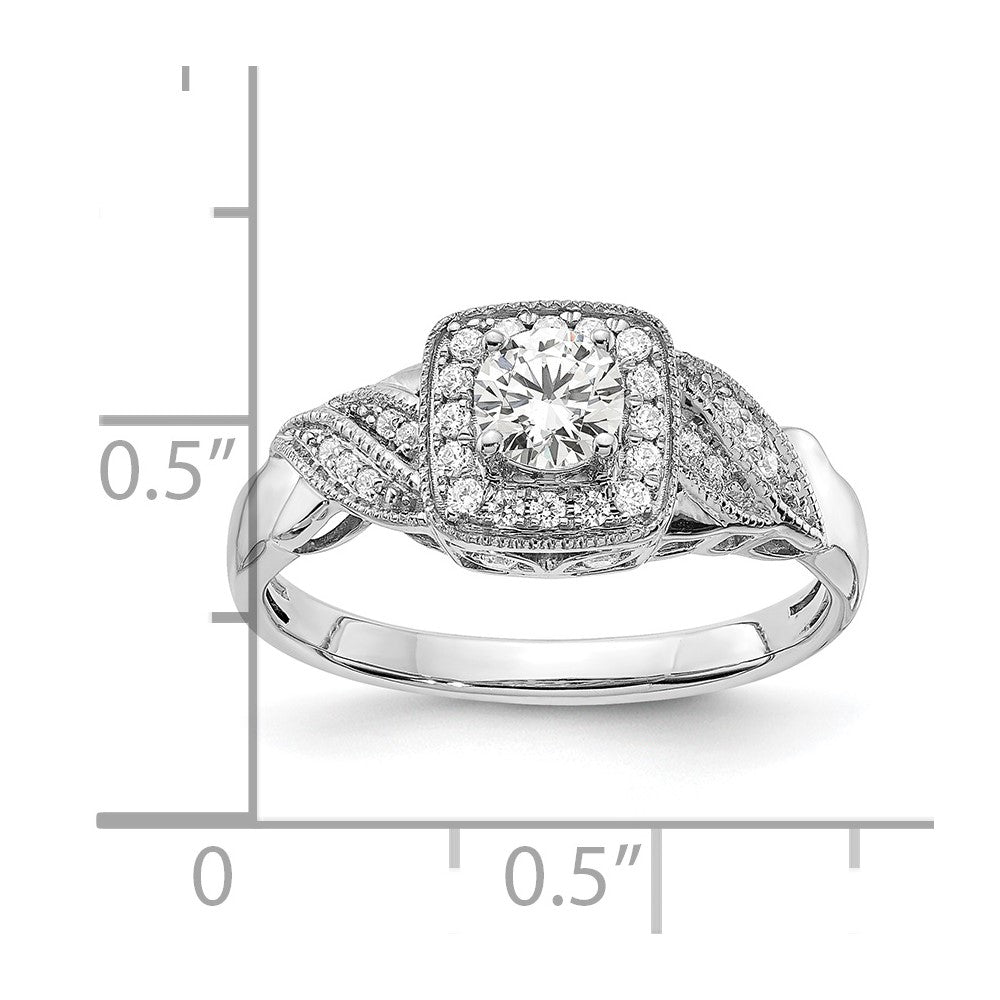 10K White Gold Eternal Promise Lab Grown VS/SI FGH Dia Halo Complete Ring