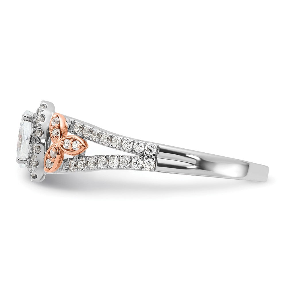 14K Two-Tone Lab Grown VS/SI FGH Dia Halo Complete Engagement Ring