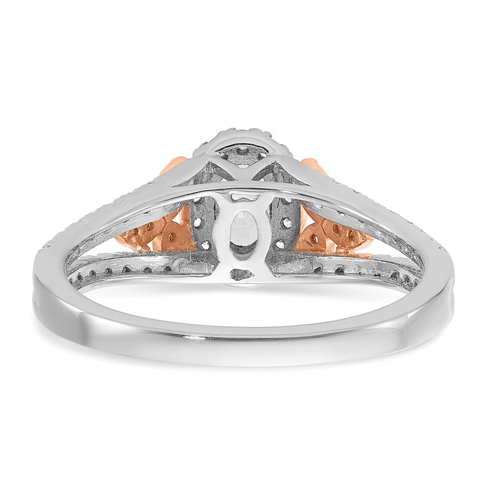 14K Two-Tone Lab Grown VS/SI FGH Dia Halo Complete Engagement Ring