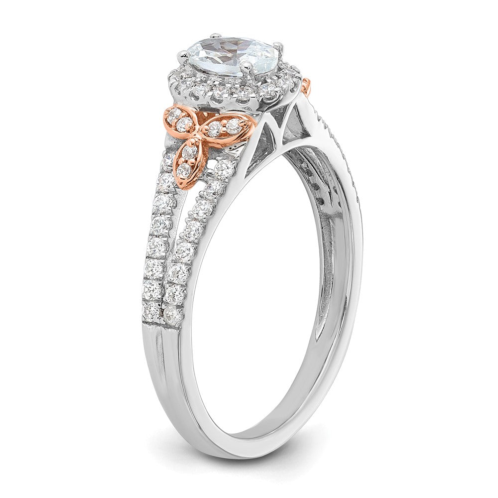 14K Two-Tone Lab Grown VS/SI FGH Dia Halo Complete Engagement Ring