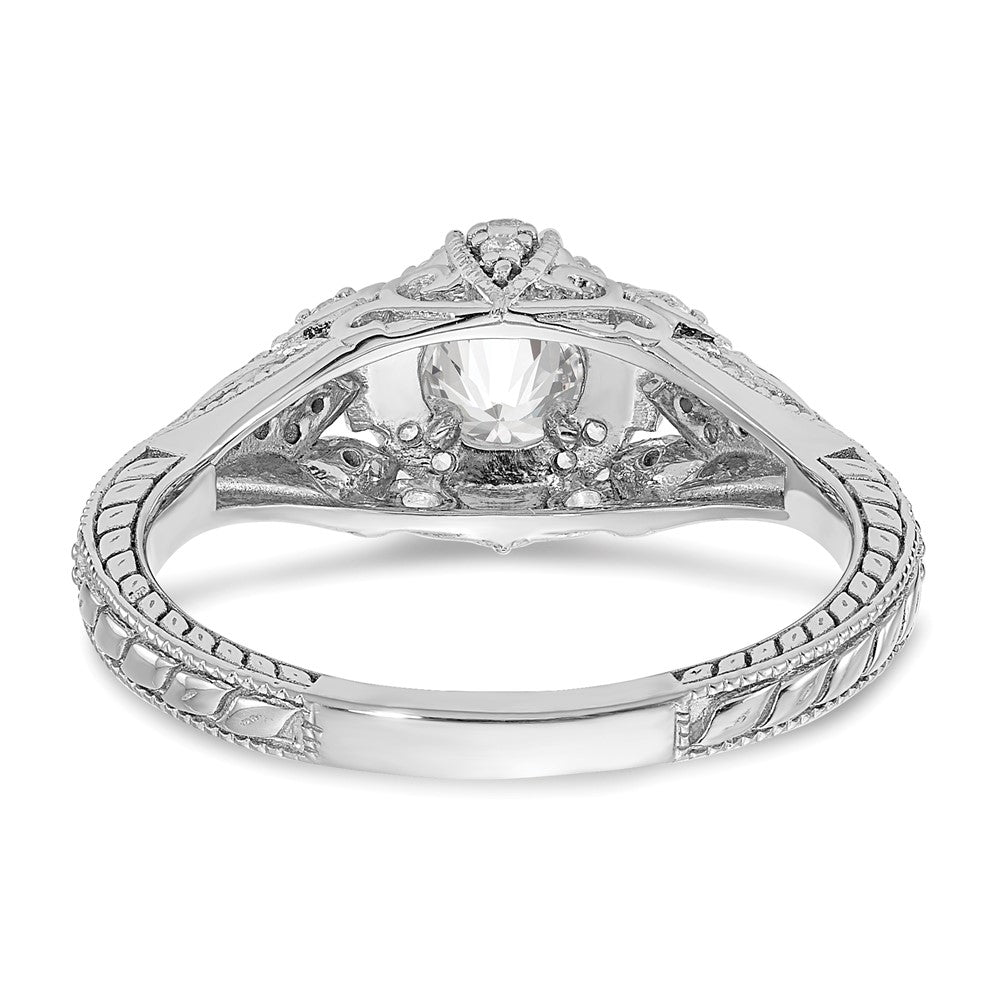 14K White Gold Lab Grown VS/SI FGH Dia Complete Engagement Ring