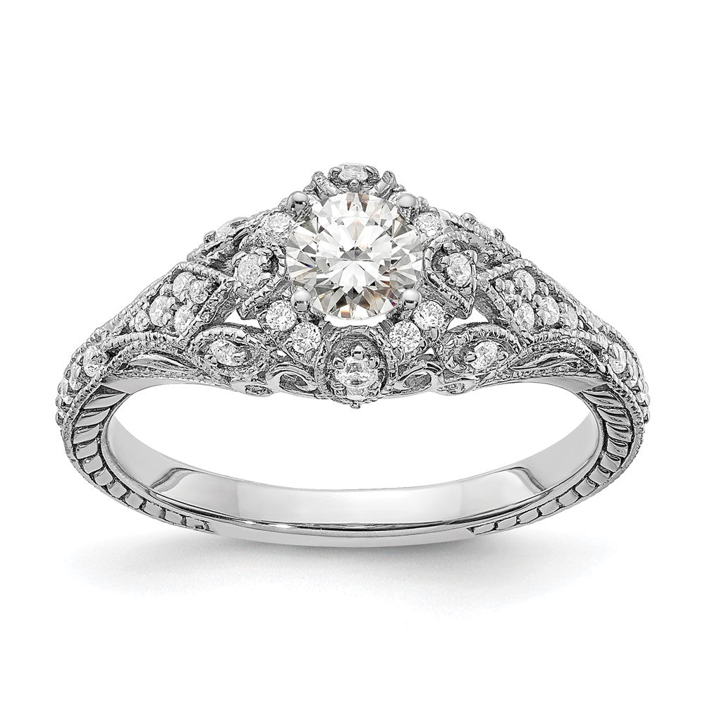 14K White Gold Lab Grown VS/SI FGH Dia Complete Engagement Ring