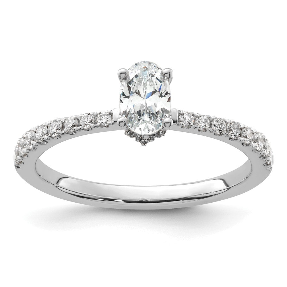 14k White Gold Lab Grown VS/SI FGH Dia Complete Oval Engagement Ring