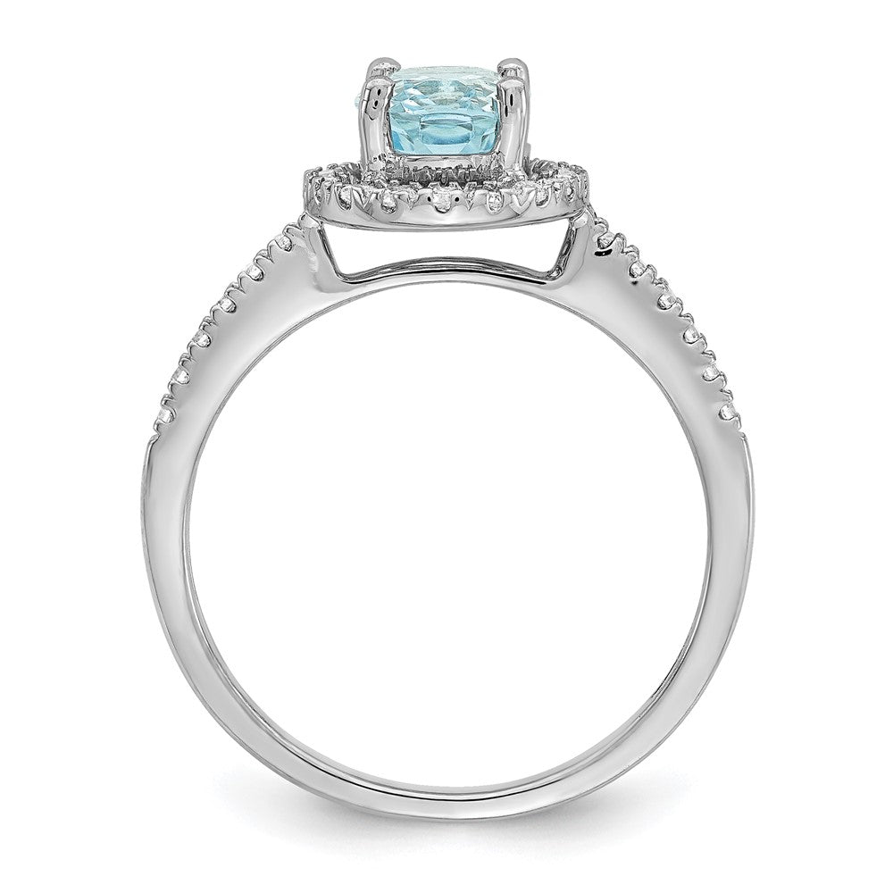 14K White Gold Pure Serenity Lab Grown VS/SI FGH Dia & Aquamarine Halo Eng