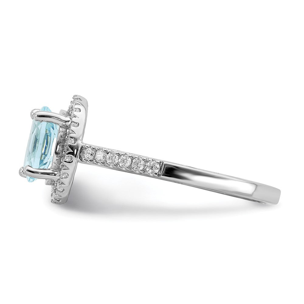 14K White Gold Pure Serenity Lab Grown VS/SI FGH Dia & Aquamarine Halo Eng