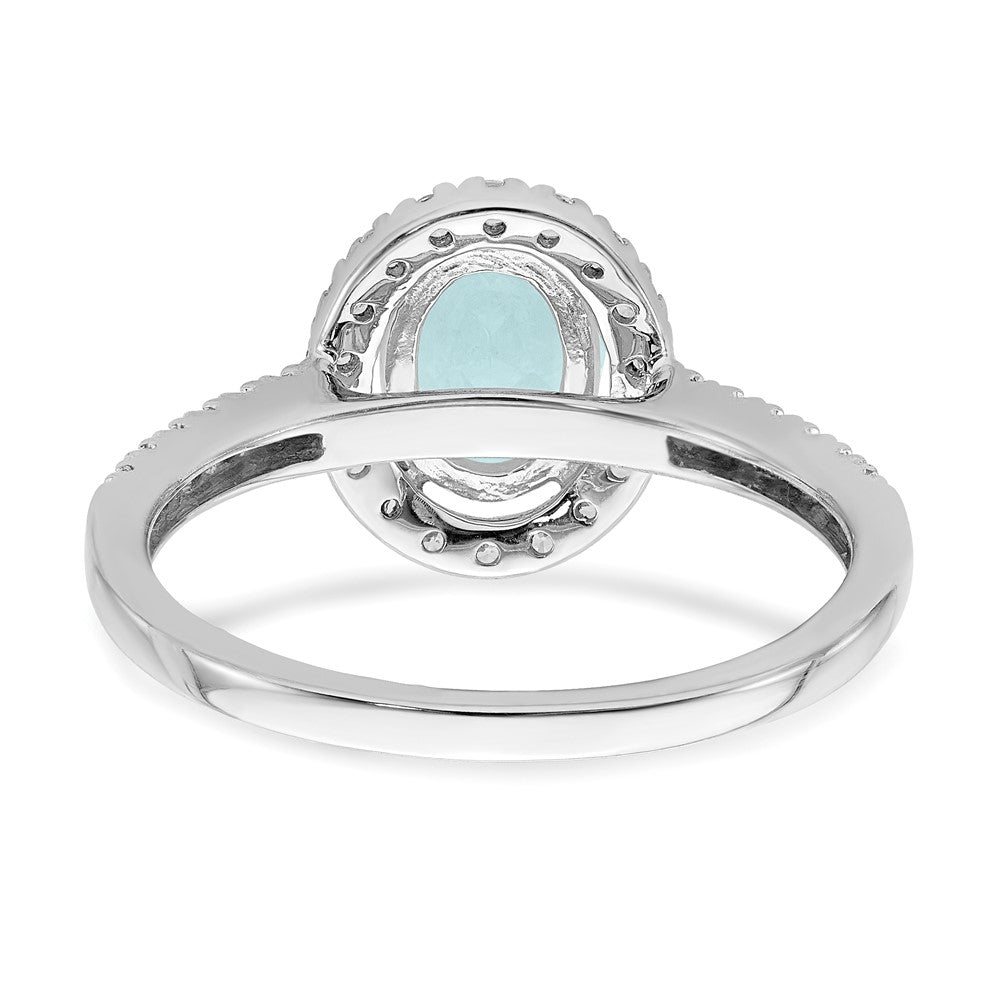 14K White Gold Pure Serenity Lab Grown VS/SI FGH Dia & Aquamarine Halo Eng