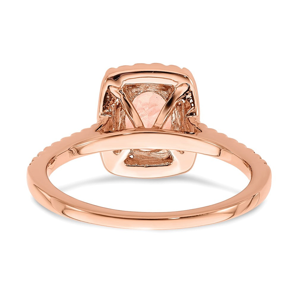 14K Rose Gold Pure Serenity Lab Grown VS/SI FGH Dia & Morganite Halo Eng Ri