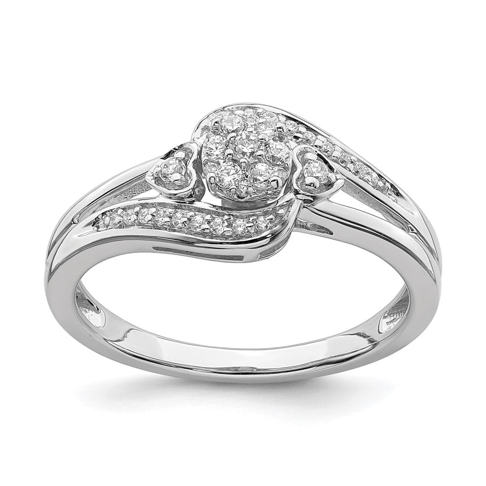 10K White Gold Lab Grown VS/SI FGH Dia Complete Cluster Engagement Ring