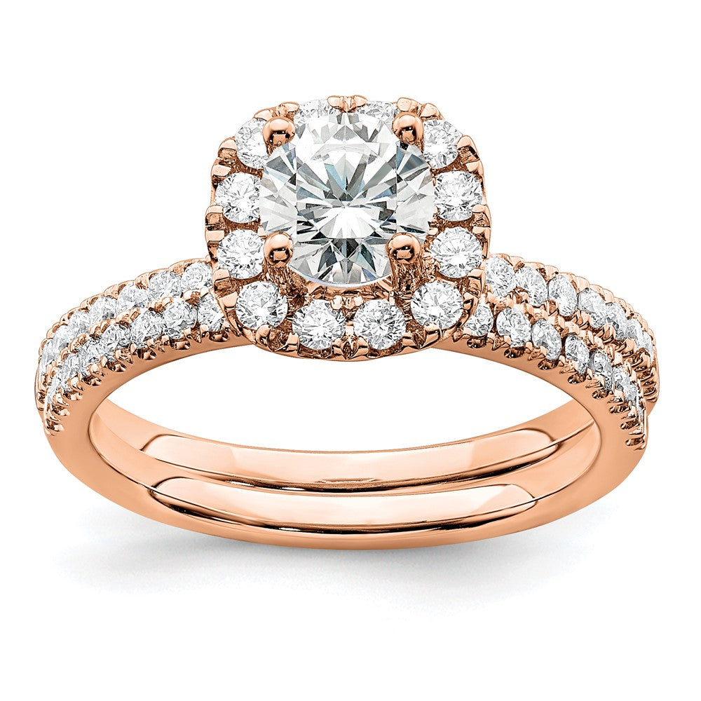 14K Rose Gold Eternal Promise Lab Grown VS/SI FGH Dia Halo Complete Ring