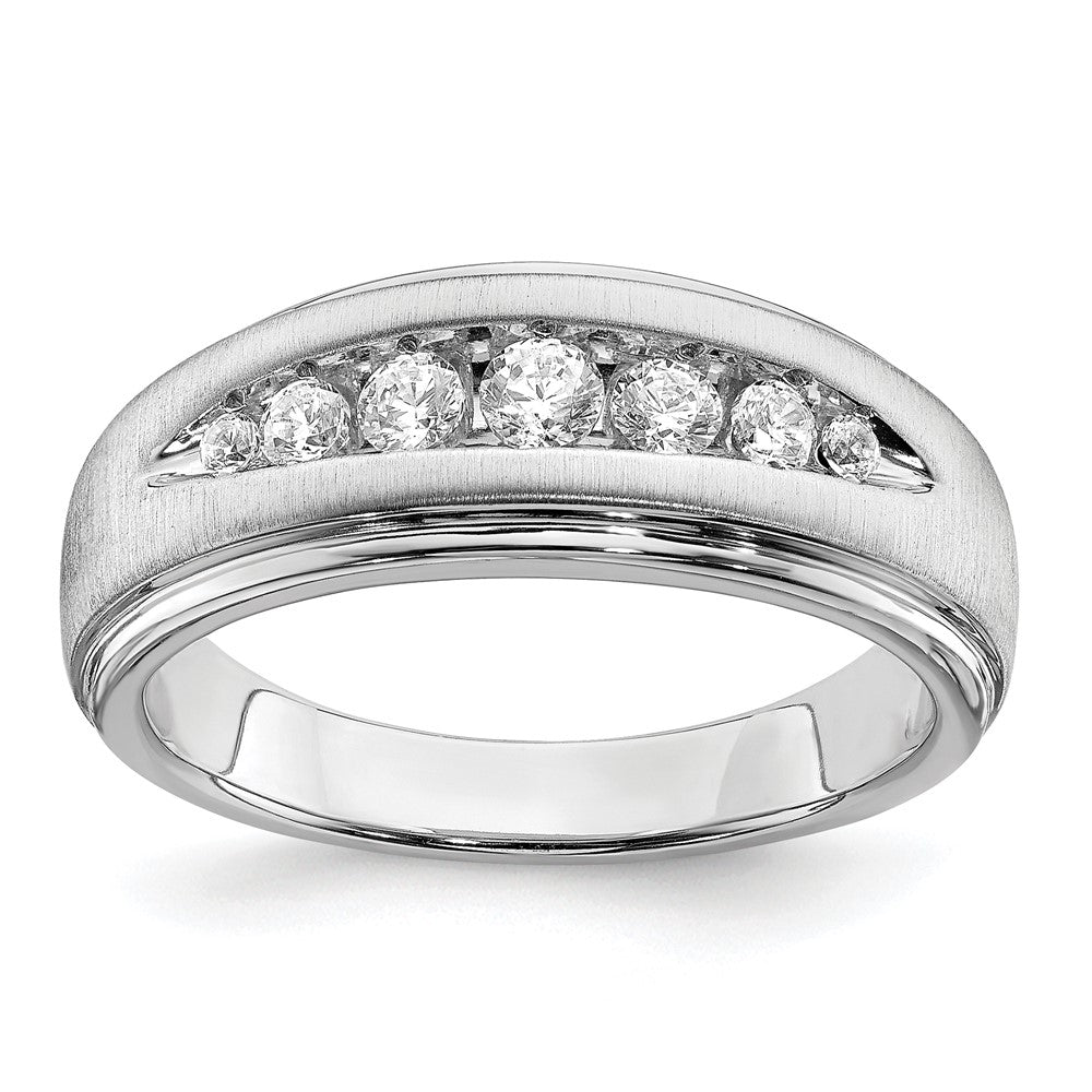 14K White Gold Lab Grown Dia. VS/SI FGH Double Miligrain Mens Ring