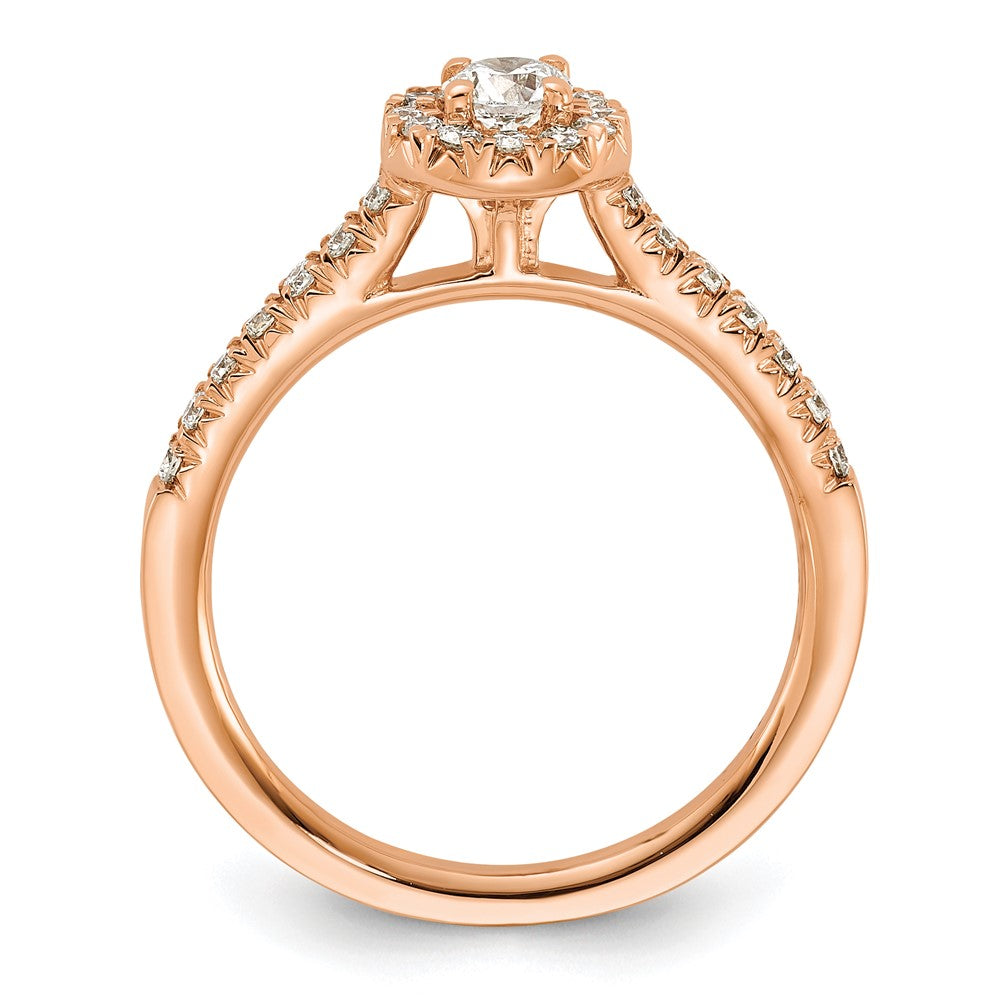 14K Rose Gold Eternal Promise Lab Grown VS/SI FGH Dia Halo Complete Ring