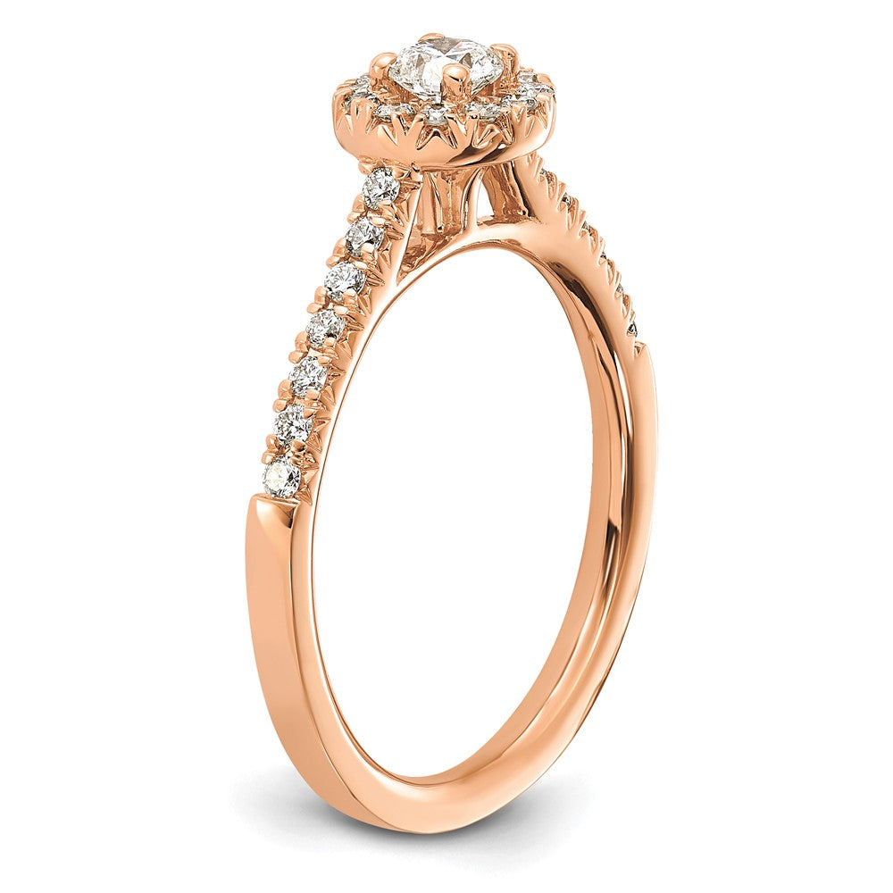 14K Rose Gold Eternal Promise Lab Grown VS/SI FGH Dia Halo Complete Ring