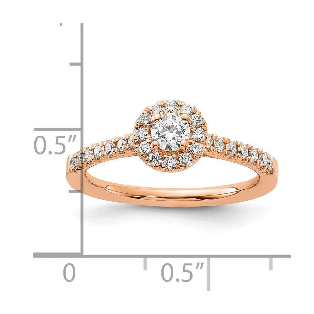 14K Rose Gold Eternal Promise Lab Grown VS/SI FGH Dia Halo Complete Ring