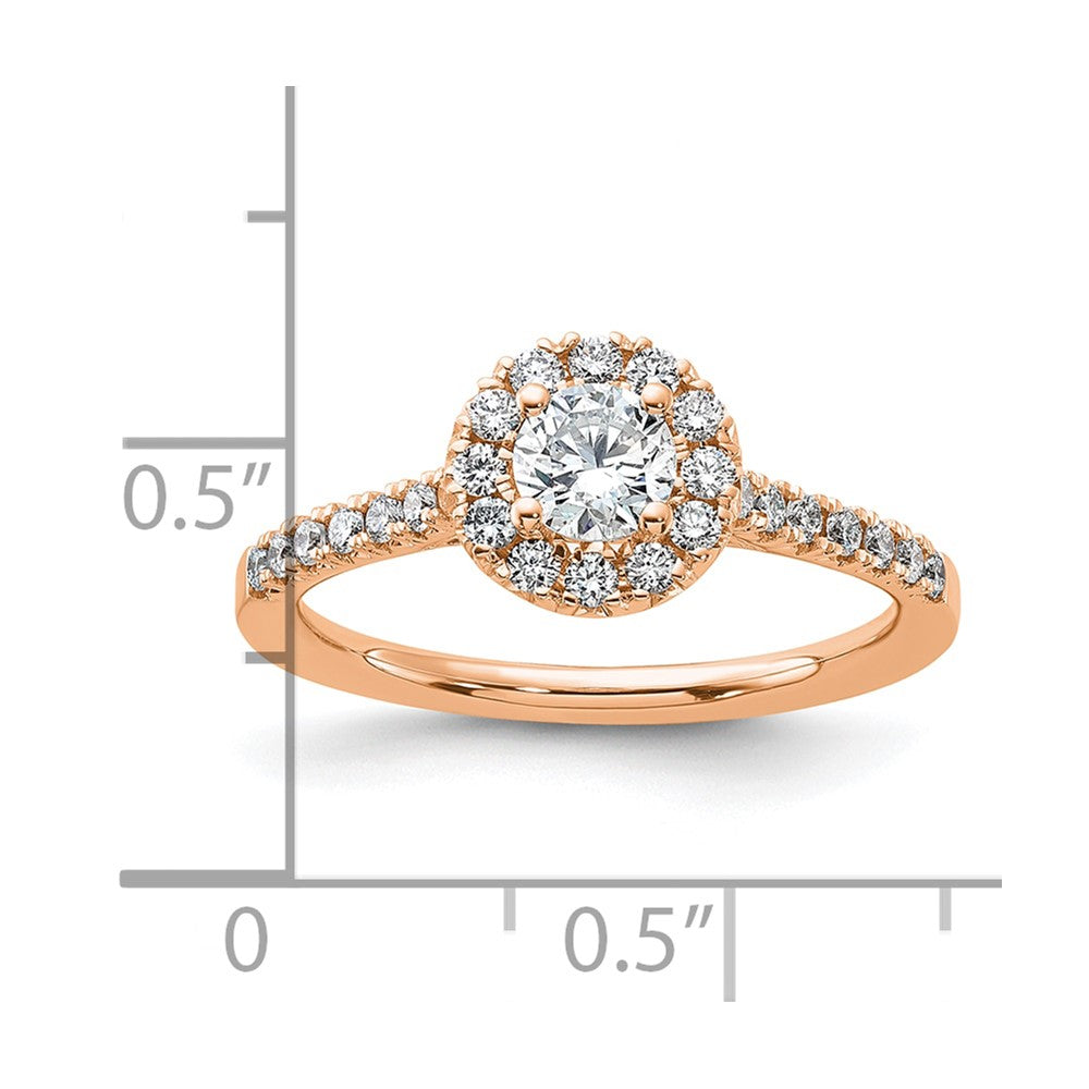 14K Rose Gold Eternal Promise Lab Grown VS/SI FGH Dia Halo Complete Ring