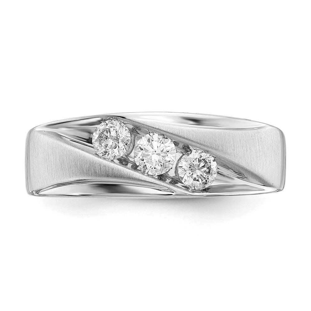 14K White Gold Lab Grown Diamond VS/SI FGH Men's 3-stone Band