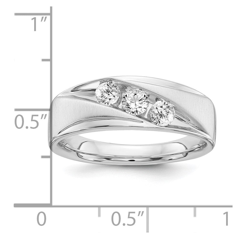 14K White Gold Lab Grown Diamond VS/SI FGH Men's 3-stone Band