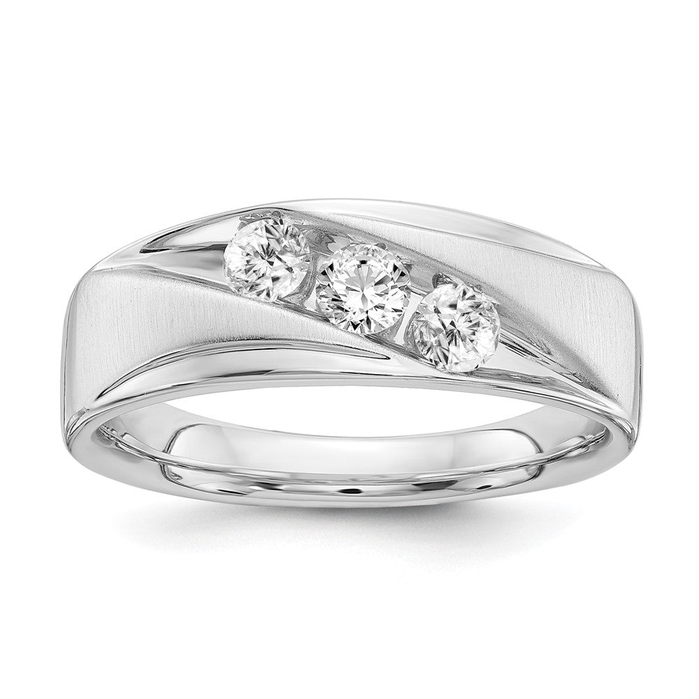 14K White Gold Lab Grown Diamond VS/SI FGH Men's 3-stone Band