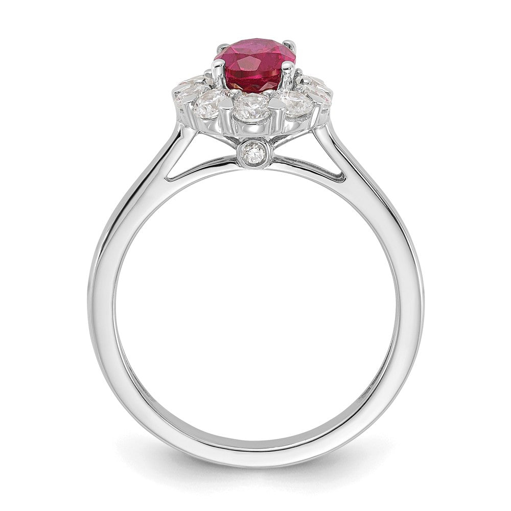 10K White Gold Lab Grown VS/SI FGH Dia & Created Oval Ruby Fashion Ring