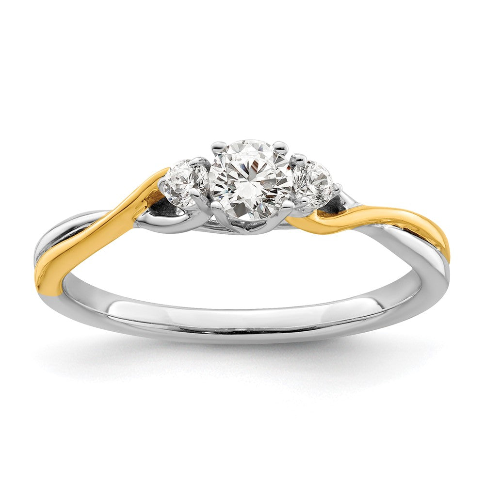 14K Two-Tone Lab Grown Diamond VS/SI FGH Petite Engagement Ring