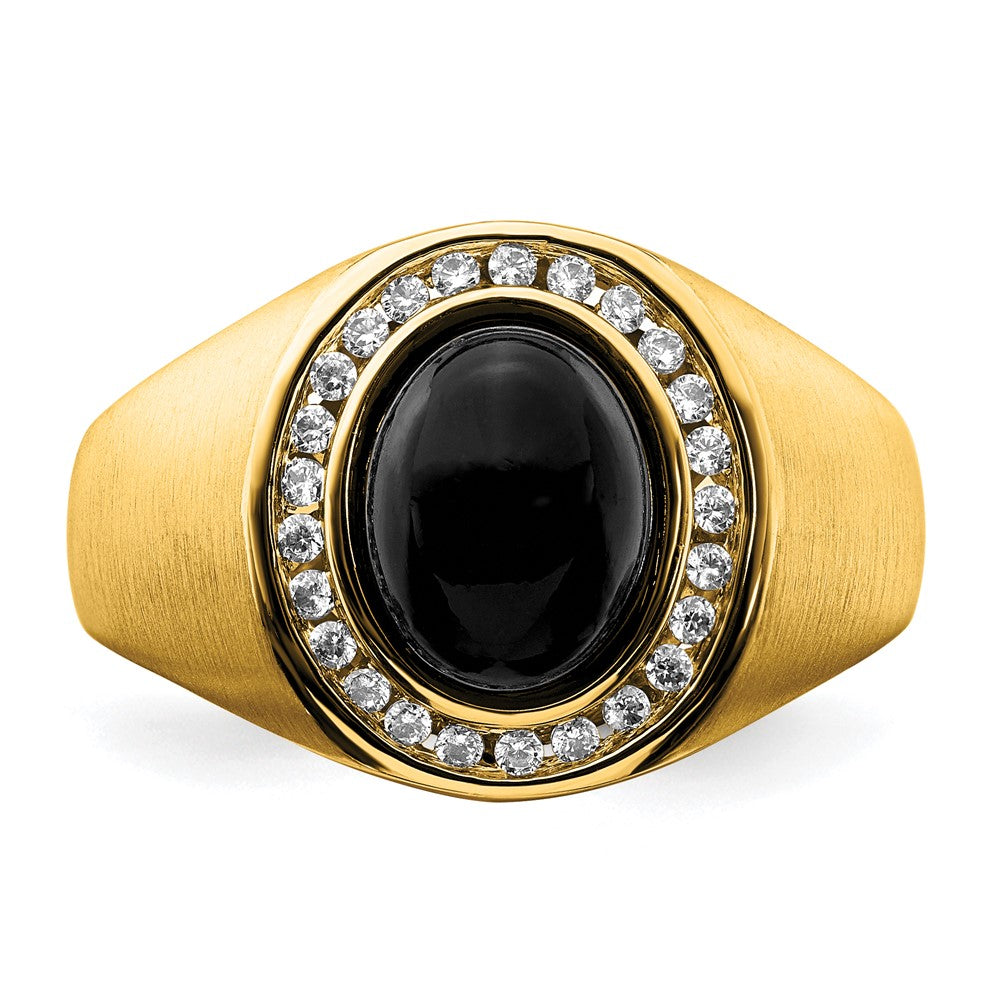 14K Lab Grown VS/SI FGH Dia and Oval Onyx Men's Ring