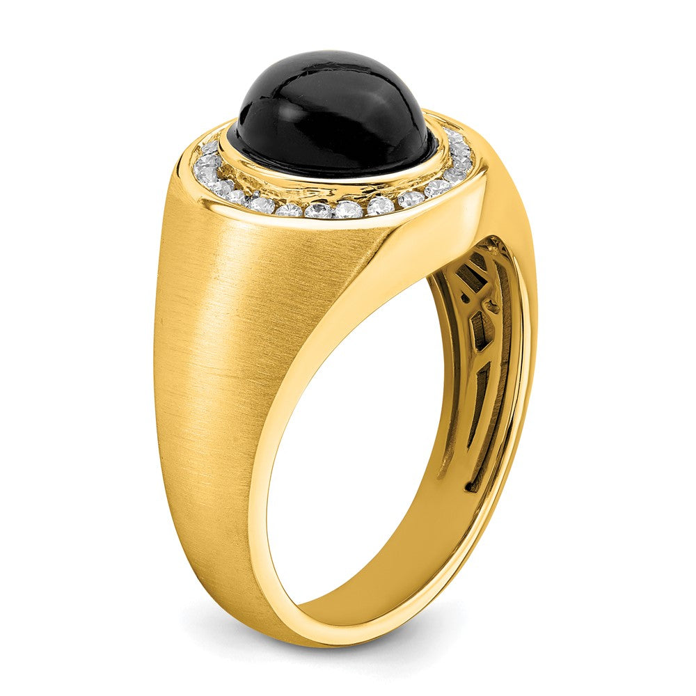 14K Lab Grown VS/SI FGH Dia and Oval Onyx Men's Ring