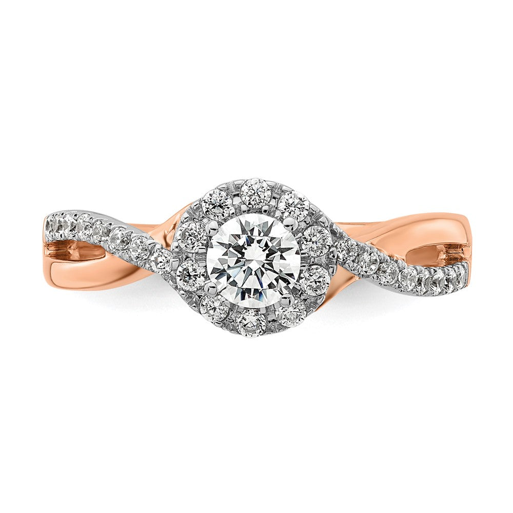 14K Two-Tone Lab Grown Diamond VS/SI FGH Halo Complete Ring