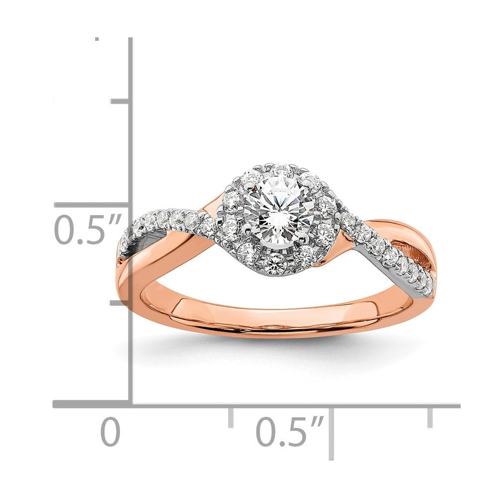 14K Two-Tone Lab Grown Diamond VS/SI FGH Halo Complete Ring