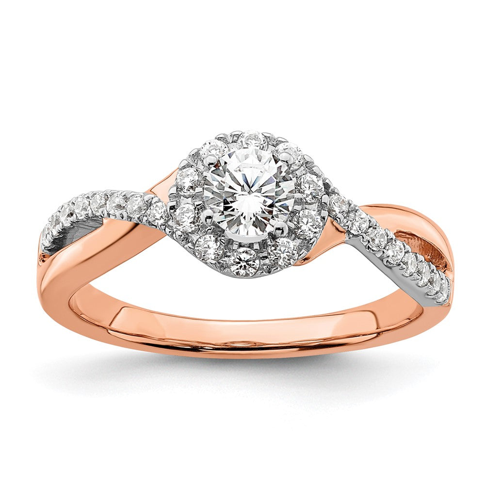 14K Two-Tone Lab Grown Diamond VS/SI FGH Halo Complete Ring