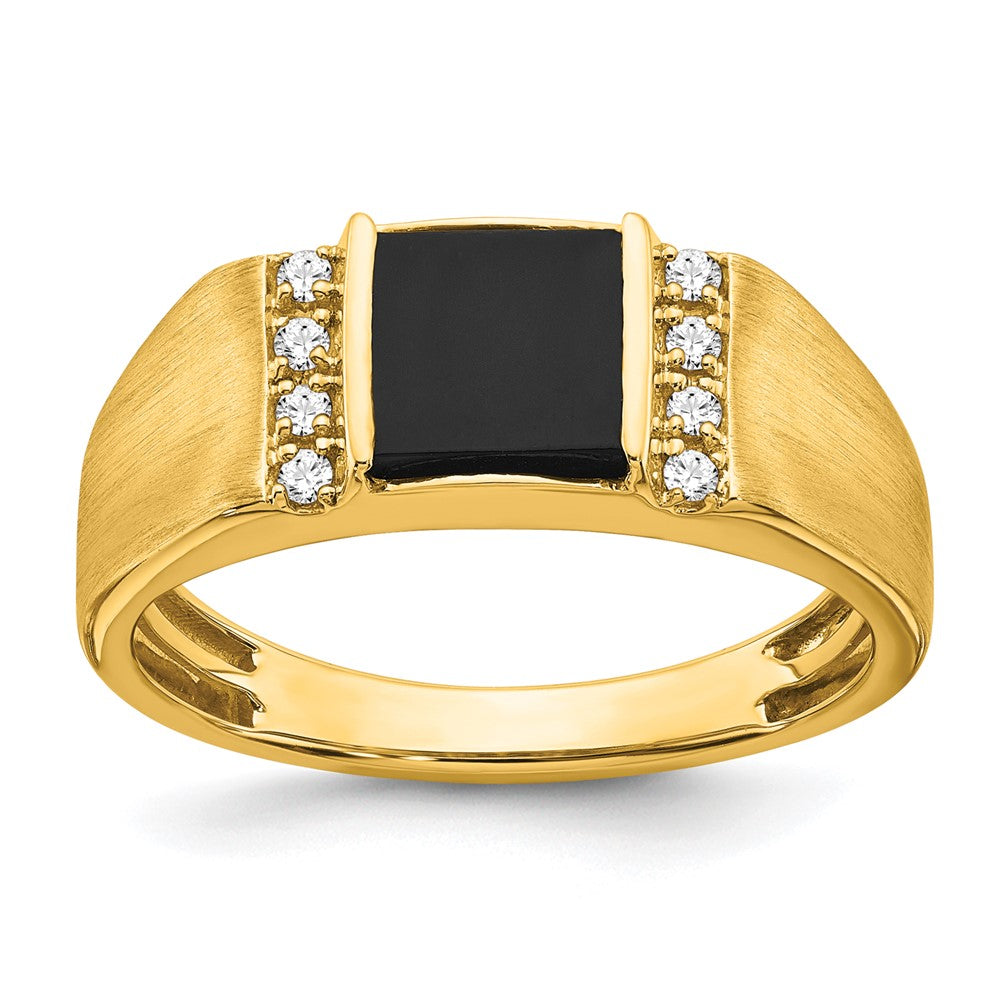 14K Lab Grown VS/SI FGH Dia and Onyx Men's Ring