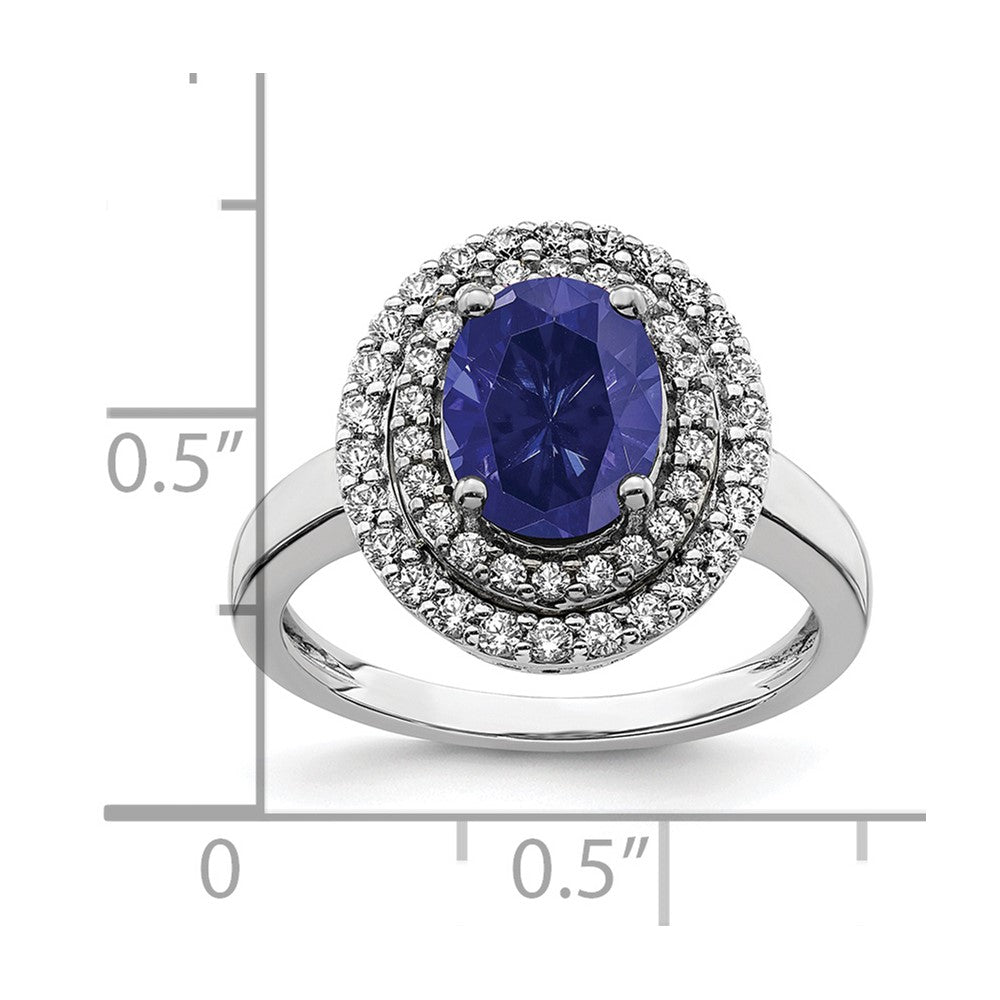 14K White Gold Lab Grown VS/SI FGH Dia & Created Blue Sapphire Ring