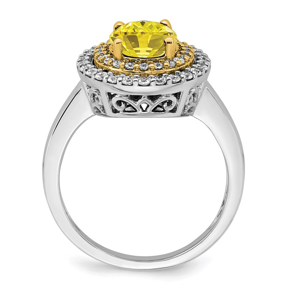 14K Two-Tone Lab Grown VS/SI FGH Dia & Created Yellow Sapphire Ring